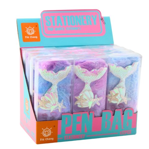 Piórnik Pluszowy Z Syrenim Ogonem Cekiny Fioletowo Niebieski LEAN