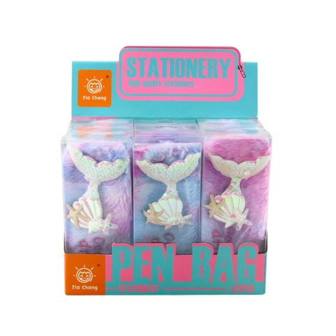 Piórnik Pluszowy Z Syrenim Ogonem Cekiny Pastelowe Kolory LEAN