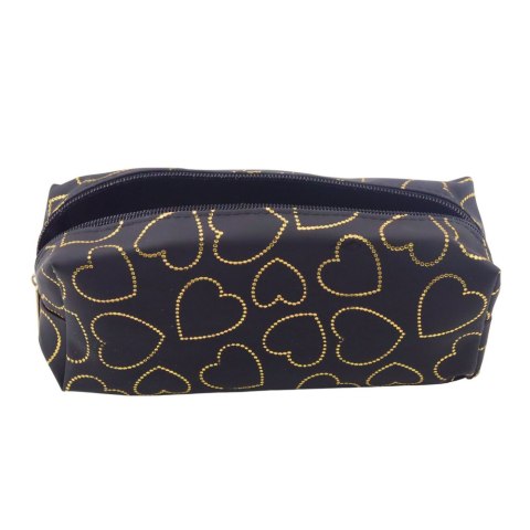 Piórnik Szkolny Biurowy Jednokomorowy Złote Serca Czarny 20x8 cm LEAN