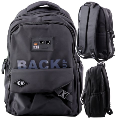 Plecak Miejski Szkolny 6 Kieszeni Back Up Czarny 23L 46cm LEAN