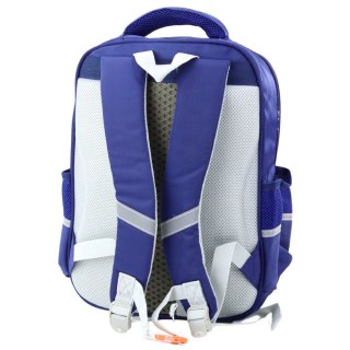 Plecak Szkolny Naszywki Z Dinozaurami Pas Piersiowy Granatowy 39x27x15cm LEAN