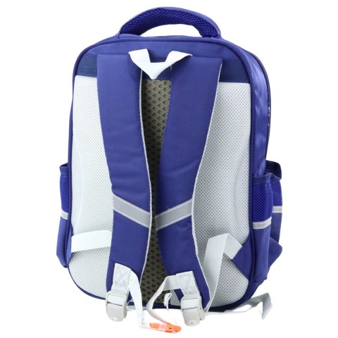 Plecak Szkolny Naszywki Z Dinozaurami Pas Piersiowy Granatowy 39x27x15cm LEAN