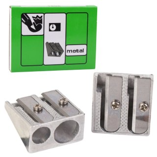 Temperówka Strugaczka Metalowa Podwójna Do Grubych i Cienkich Kredek LEAN