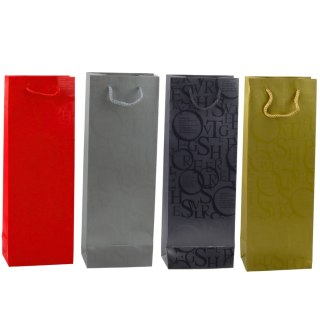 Torba Prezentowa Na Butelkę Wino Wzór Z Napisami 35 x 12 x 9 cm LEAN