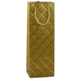 Torba Prezentowa Na Wino Butelkę Papierowa Srebrne Elementy 35 x 12 x 9 cm LEAN