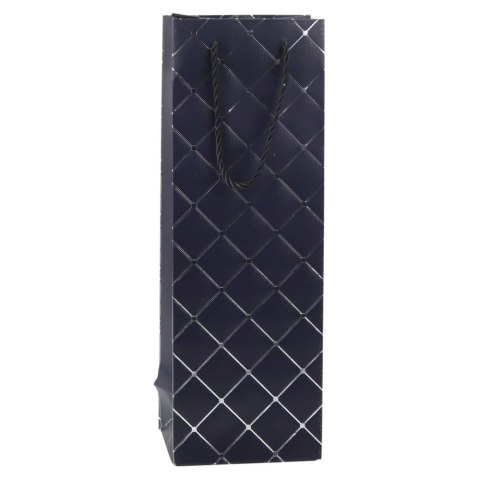 Torba Prezentowa Na Wino Butelkę Papierowa Srebrne Elementy 35 x 12 x 9 cm LEAN