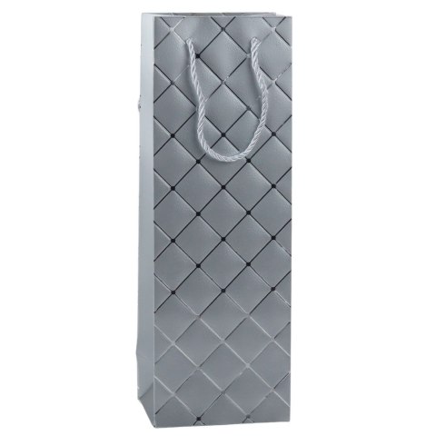 Torba Prezentowa Na Wino Butelkę Papierowa Srebrne Elementy 35 x 12 x 9 cm LEAN