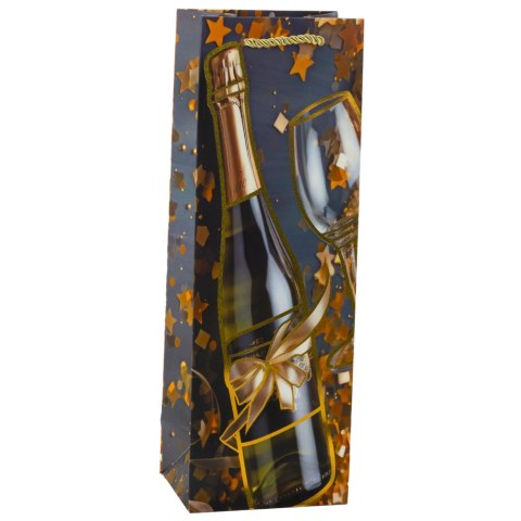 Torba Prezentowa Na Wino Butelkę Papierowa Szampan 35 x 12 x 9 cm LEAN