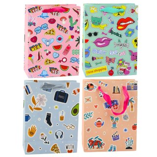 Torba Prezentowa Naklejki Kolorowe Znaczki 23 x 18 x 10,5 cm LEAN