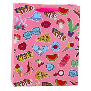 Torba Prezentowa Naklejki Kolorowe Znaczki 32 x 26 x 12 cm LEAN