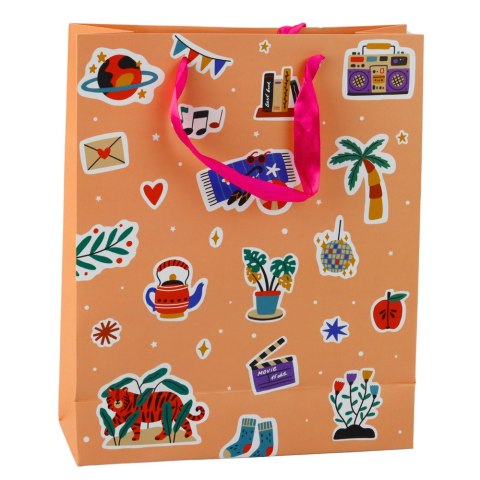 Torba Prezentowa Naklejki Kolorowe Znaczki 32 x 26 x 12 cm LEAN