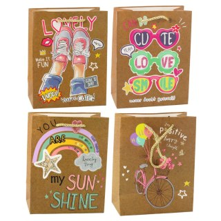 Torba Prezentowa Papierowa Kolorowe Motywy 23 x 18 x 10,5 cm LEAN