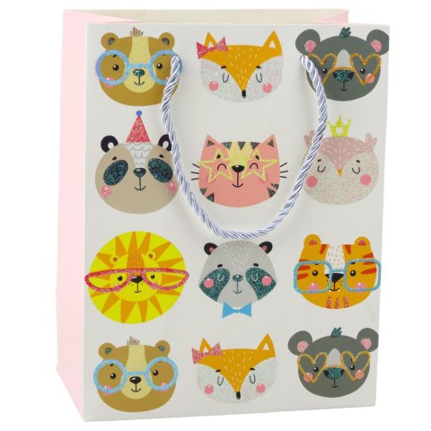 Torba Prezentowa Papierowa Kotki Brokatowa 23 x 18 x 10,5 cm LEAN