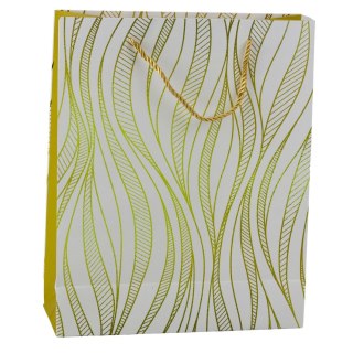 Torba Prezentowa Papierowa Linie Faliste Złote 32 x 26 x 12 cm LEAN