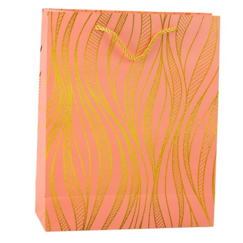 Torba Prezentowa Papierowa Linie Faliste Złote 32 x 26 x 12 cm LEAN