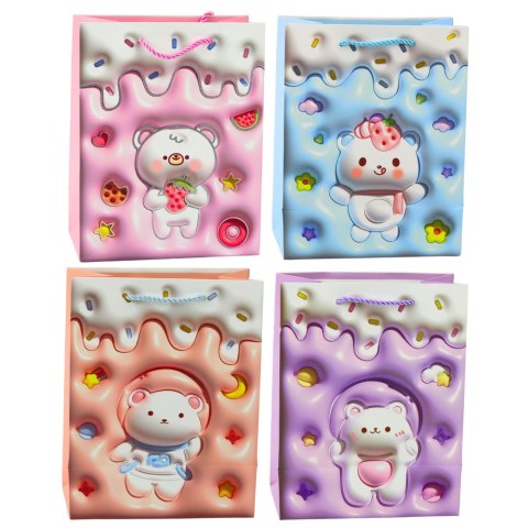 Torba Prezentowa Papierowa Miś Pastelowe Kolory 23 x 18 x 10,5 cm LEAN