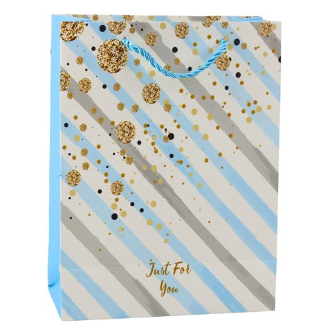 Torba Prezentowa Papierowa Niebieska Różowa Brokat 23 x 18 x 10,5 cm LEAN