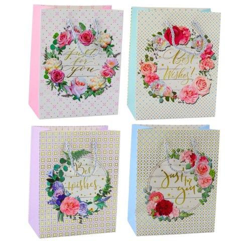Torba Prezentowa Wzory Kwiaty Best Wishes 23 x 18 x 10,5 cm LEAN