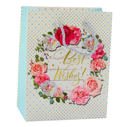 Torba Prezentowa Wzory Kwiaty Best Wishes 23 x 18 x 10,5 cm LEAN
