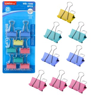 Zestaw Klipsów Spinaczy Biurowych Do Papieru Kolorowe 8szt 25mm LEAN