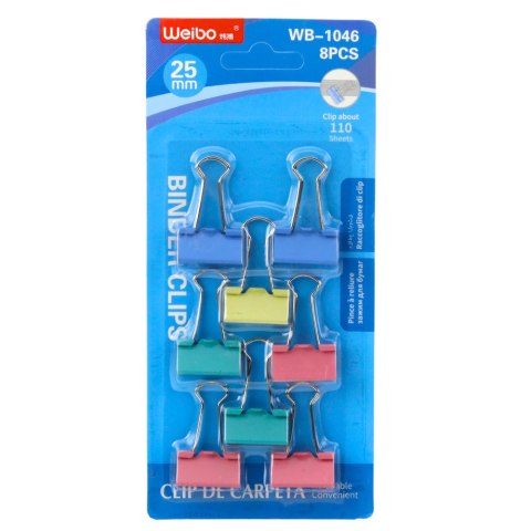 Zestaw Klipsów Spinaczy Biurowych Do Papieru Kolorowe 8szt 25mm LEAN