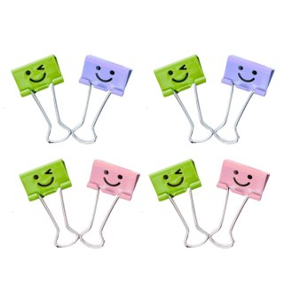 Zestaw Klipsów Spinaczy Biurowych Do Papieru Kolorowe Buźki 8szt 19mm LEAN