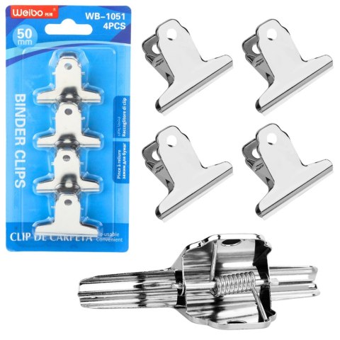Zestaw Metalowych Klipsów Spinaczy Biurowych 4szt 50mm LEAN