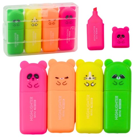 Zestaw Mini Zakreślacze Misie Kolorowe Plastikowe Etui 5szt LEAN