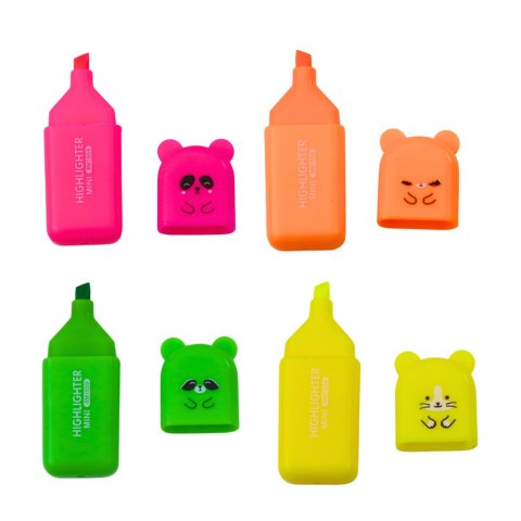Zestaw Mini Zakreślacze Misie Kolorowe Plastikowe Etui 5szt LEAN