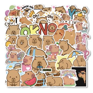 Zestaw Naklejki Kapibara Papierowe Różne Wzory 100 szt. LEAN