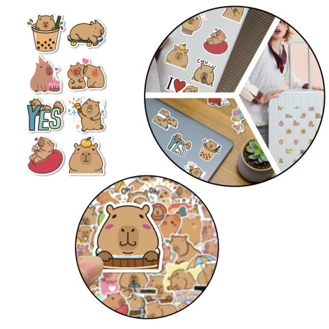 Zestaw Naklejki Kapibara Papierowe Różne Wzory 100 szt. LEAN