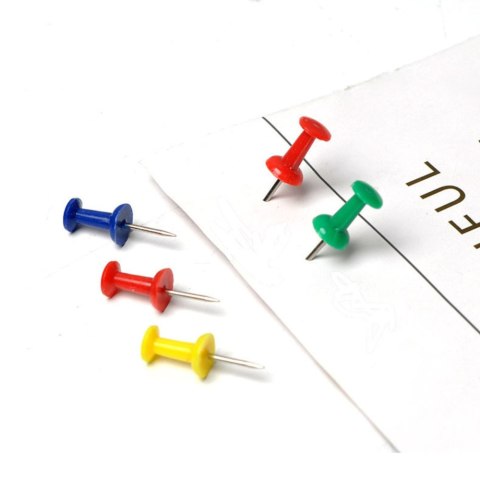 Zestaw Pinezki Do Tablicy Korkowej Biurowe Szkolne Kolorowe 40szt. LEAN