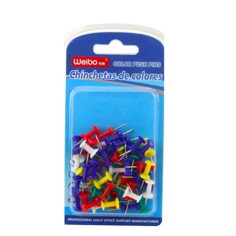 Zestaw Pinezki Do Tablicy Korkowej Biurowe Szkolne Kolorowe 50szt. LEAN