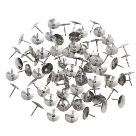 Zestaw Pinezki Z Płaską Główką Biurowe Szkolne Srebrne 40szt. LEAN