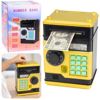 Bankomat Sejf Elektroniczny Skarbonka Światła Dźwięki Kod PIN Złoty LEAN Toys