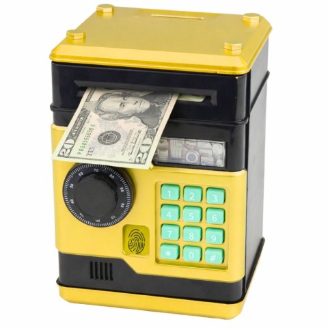 Bankomat Sejf Elektroniczny Skarbonka Światła Dźwięki Kod PIN Złoty LEAN Toys