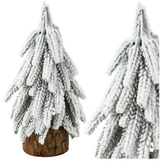 Choinka Ozdobna Dekoracyjna Sztuczna Na Pniu Pokryta Śniegiem 20 x 9 cm LEAN