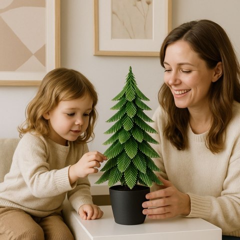 Choinka Ozdobna Dekoracyjna Sztuczna W Doniczce Srebrne Wykończenie 22 x 10 cm LEAN