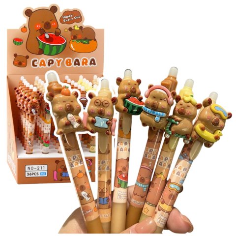 Długopis Automatyczny Z Gumką Zmazywalny Kapibara 3D Niebieski Tusz LEAN