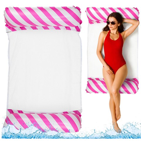 Dmuchany Hamak Wodny Materac Leżak Biało-Różowy 120x70cm LEAN