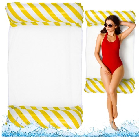 Dmuchany Hamak Wodny Materac Leżak Biało-Żółty 120x70cm LEAN
