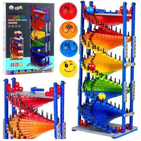 Klocki Konstrukcyjne Edukacyjne Tor Zjeżdżalnia Dla Kulek Kolorowy 550 el. LEAN Toys