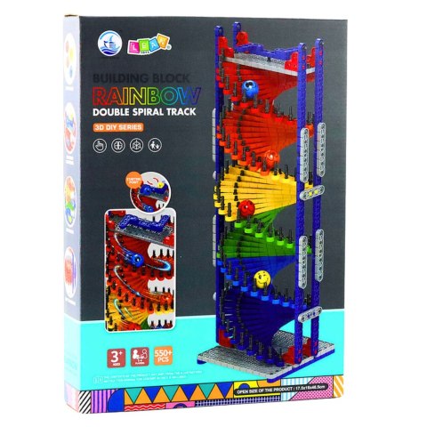 Klocki Konstrukcyjne Edukacyjne Tor Zjeżdżalnia Dla Kulek Kolorowy 550 el. LEAN Toys