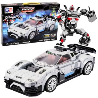 Klocki Konstrukcyjne Samochód Wyścigowy Robot 2W1 Biały 320 el. LEAN Toys