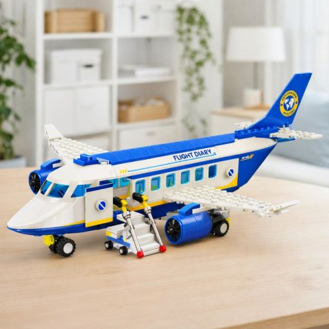 Klocki Konstrukcyjne Samolot Pasażerski Robot 2w1 Światła 417 el. LEAN Toys