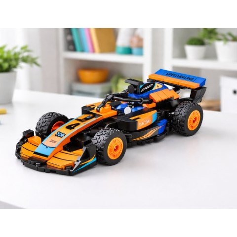 Klocki Konstrukcyjne Wyścigówka Auto Robot 2W1 Pomarańczowa 322 el. LEAN Toys