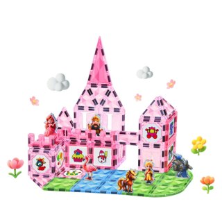 Klocki Magnetyczne Z Figurkami Farby Karty Do Malowania Różowe 80 el. LEAN Toys