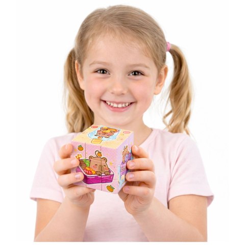 Kostka Układanka Logiczna Kapibara Edukacyjna Kolorowa 6x6 cm LEAN TOYS