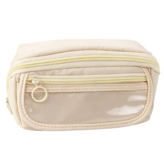 Piórnik Przybornik Szkolny Rozkładany Pojemny Kremowy Beżowy 20x10cm LEAN