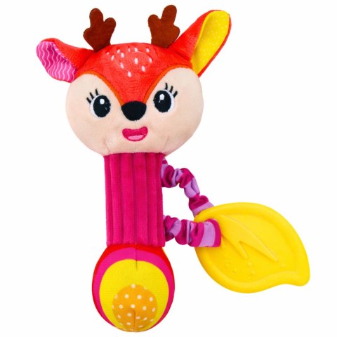 Pluszowa Grzechotka Jelonek Z Gryzakiem i Piszczałką Dla Niemowląt LEAN TOYS